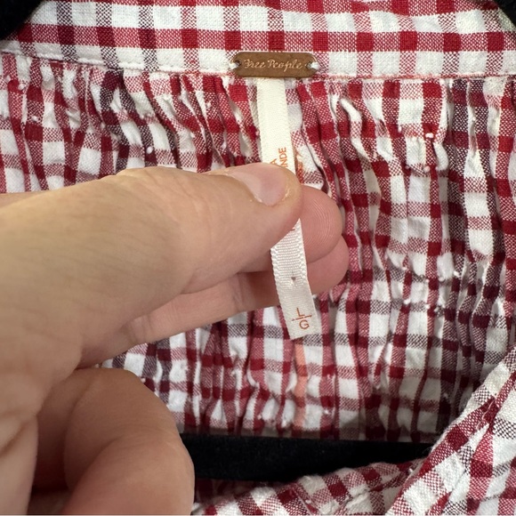 Free People Red and White Checkered gingham tunic Top large - Picture 2 of 8